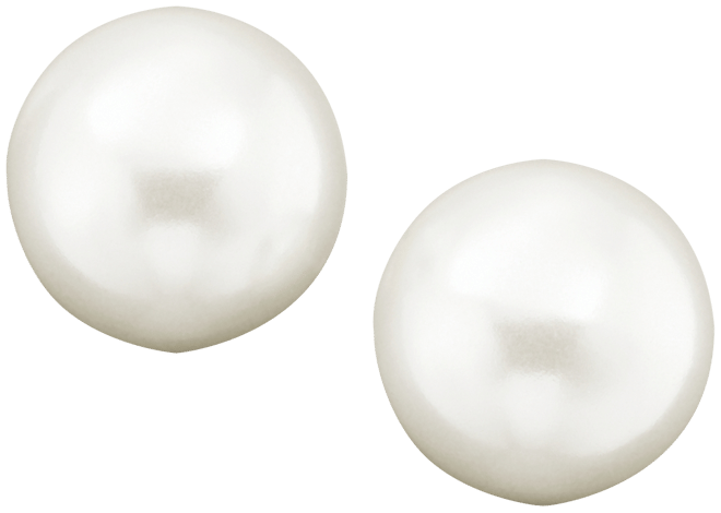 Sterling Silver Plated Glass Pearl Stud (10mm) Earrings