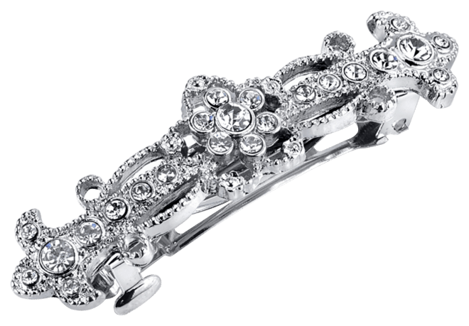 Silver-Tone Crystal Small Barrette