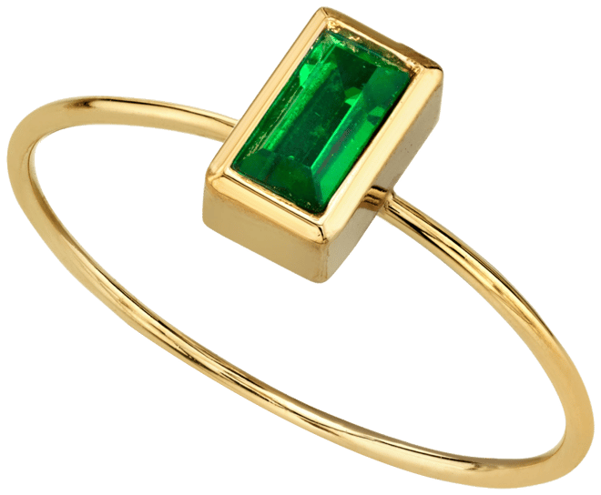 14K Gold-tone Rectangle Crystal Ring