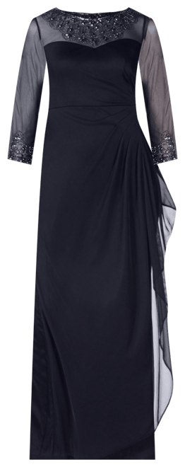 Women's Illusion Embellished A-Line Gown