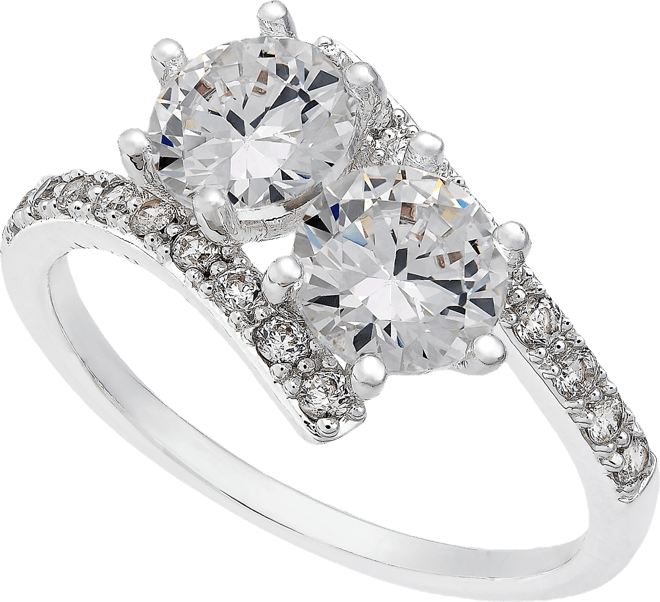 Fine Silver Plate Cubic Zirconia 2-Stone Ring, Created for Macy's