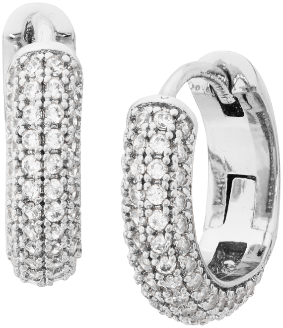 Gold-Tone Small Pave Huggie Hoop Earrings, 0.62"