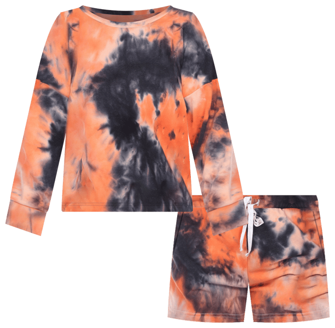 Women's Tie Dye Lounge Top Shorts Set, 2-Piece