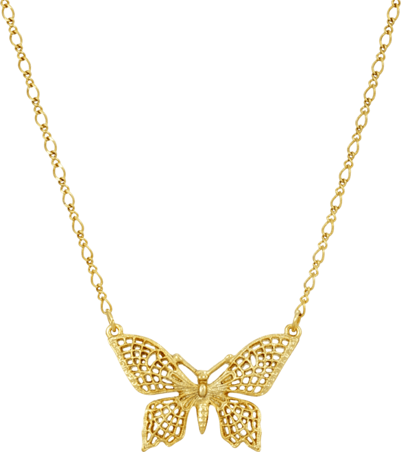 Women's Gold Tone Filigree Butterfly Pendant Necklace