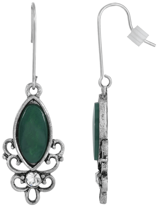 Sterling Silver Wire Genuine Stone Chrysoprase Earrings