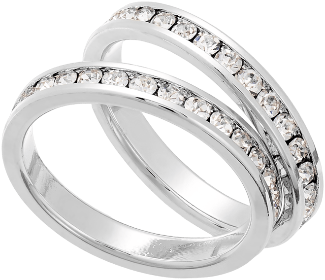 Glass Stone Ring Duo in Fine Silver Plate or Gold Plate