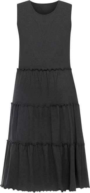 Plus Size Scoop Neck Tiered Midi Dress