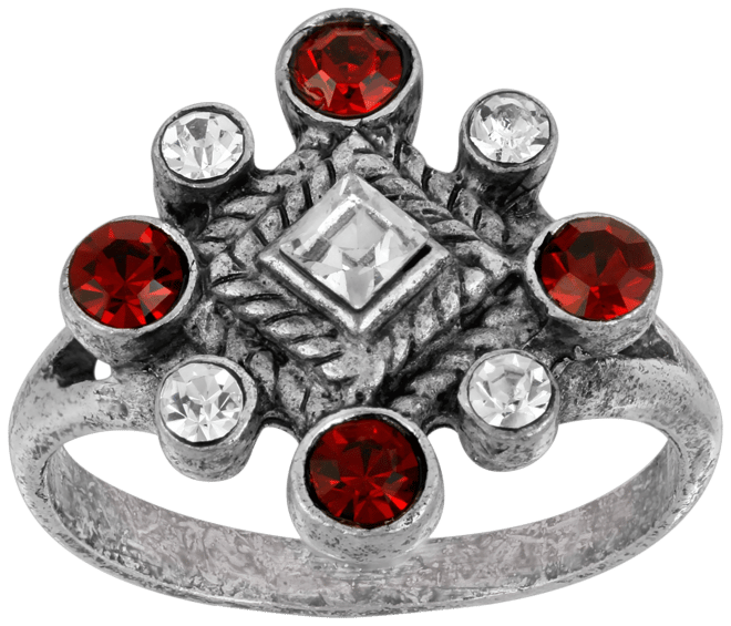 Pewter Crystal Diamond Shaped Ring