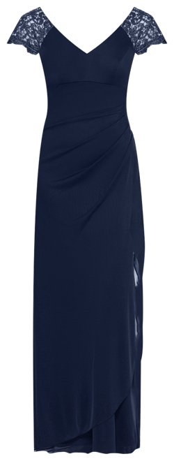 Petite Lace-Shoulder Gown