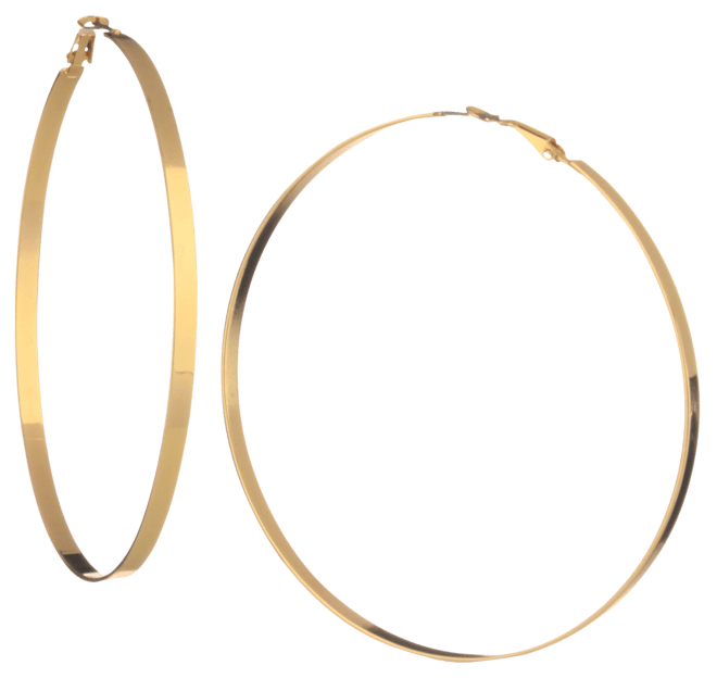 3-3/4" Flat-Edge Hoop Earrings