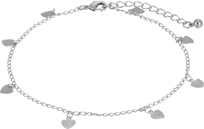Women's Silver-Tone Chain with Heart Drops Anklet