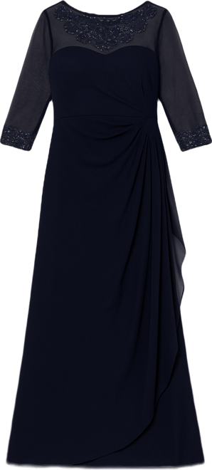 Petite Draped Sweetheart Embellished Gown