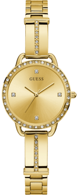 GUESS Women's Gold-Tone Stainless Steel Semi-Bangle Bracelet Watch 