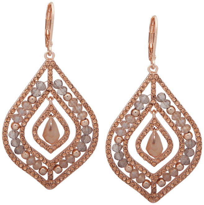 Pave & Stone Beaded Chandelier Earrings