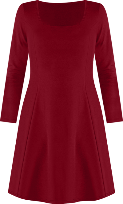 Women's Simple Long Sleeve Knee Length Flared Dress