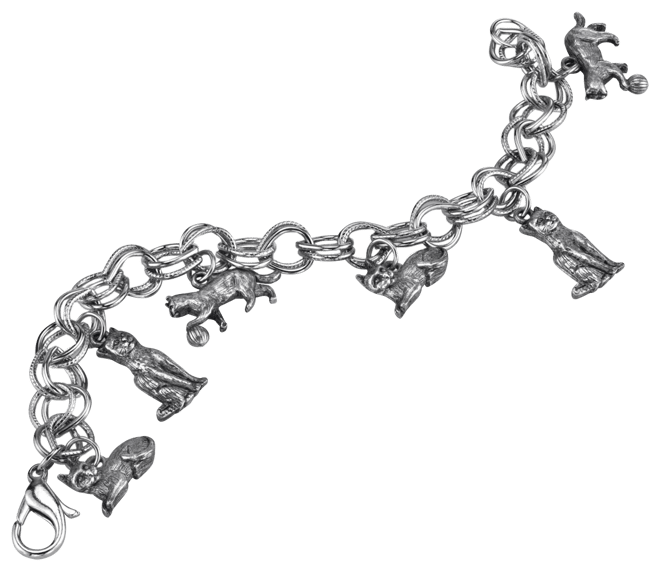 Pewter 6 Cat Charm Bracelet