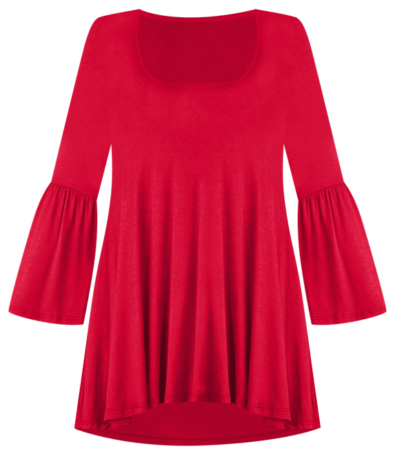 Women's Long Bell Sleeve Flared Tunic Top