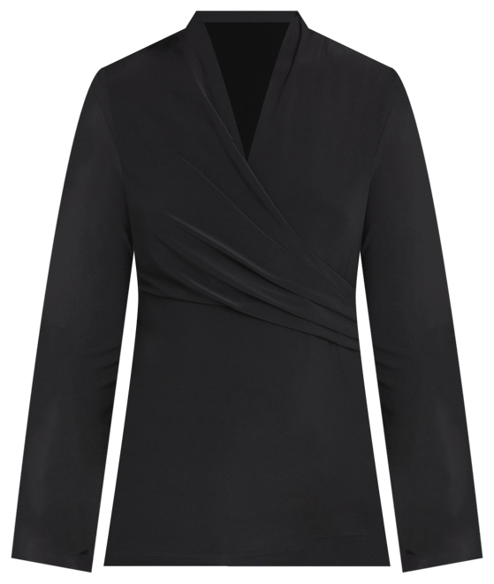 Women's Matte Jersey Faux Wrap Top, Regular & Petite