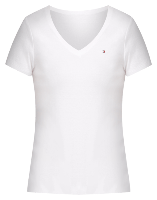 NEW Tommy Hilfiger Womens V-neck Cotton White Flag Logo Top T-shirt XL XXL  – IBBY