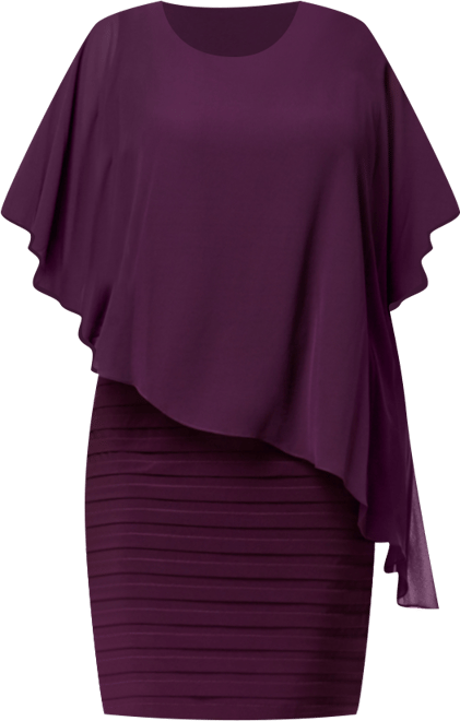 Betsy & Adam Plus Size Chiffon Capelet Sheath Dress - Macy's