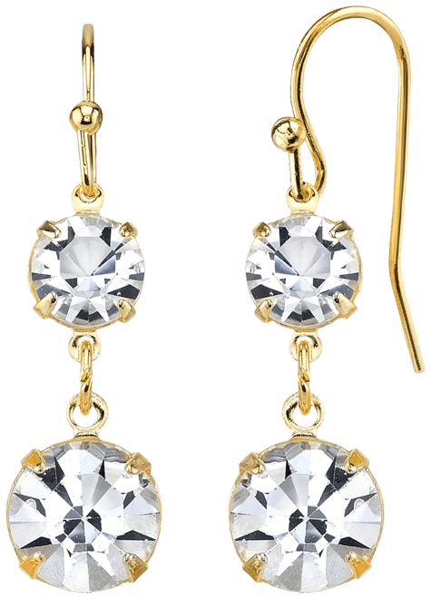 14K Gold-Dipped Genuine Crystal Drop Earrings