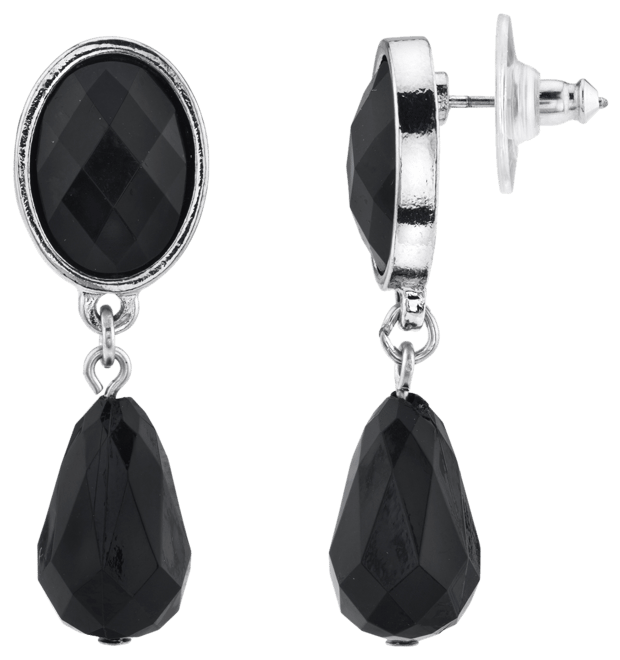 Silver-Tone Faceted Drop Earring