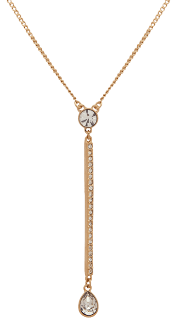 Gold-Tone Crystal Lariat Necklace, 16" + 3" extender