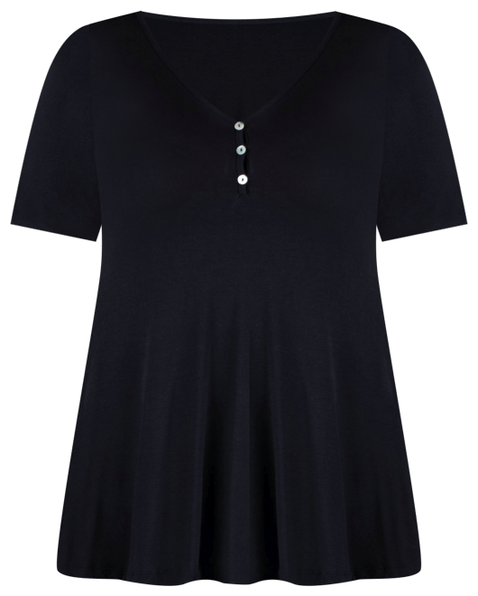 Plus Size Elbow Sleeve Henley Tunic Top