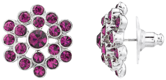 Silver-Tone Button Earrings