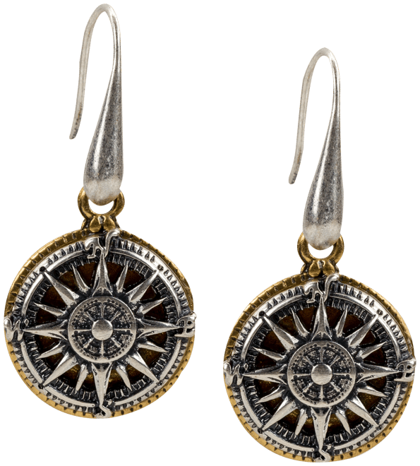 Gold-Tone Compass Drop Earrings
