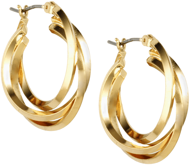 Metal 3 Ring Hoop Earrings, .9"