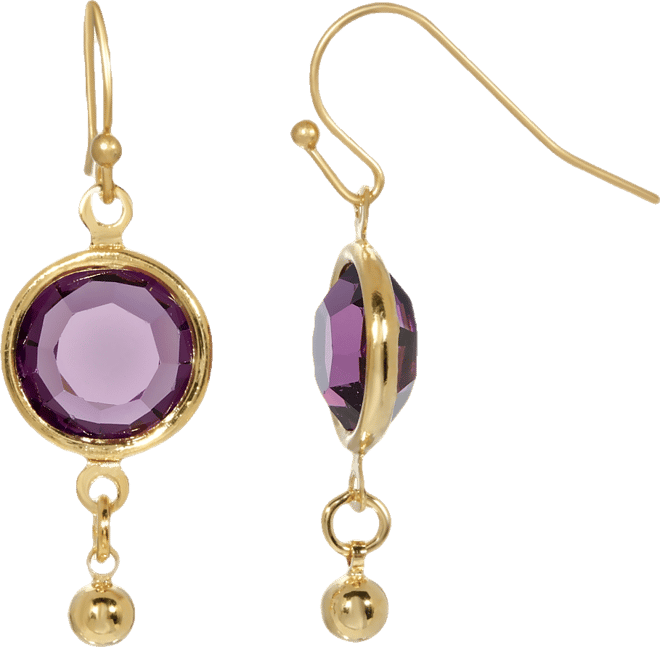 Women's Gold Tone Purple Channel Wire Drop Earrings