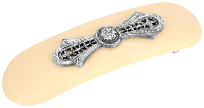 Women's Silver-Tone Filigree with Crystal Accent Hair Clip