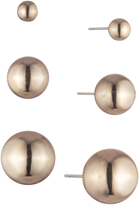 3-Pc. Set Metal Ball Stud Earrings
