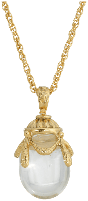 14K Gold Plated Clear Glass Egg Pendant Necklace