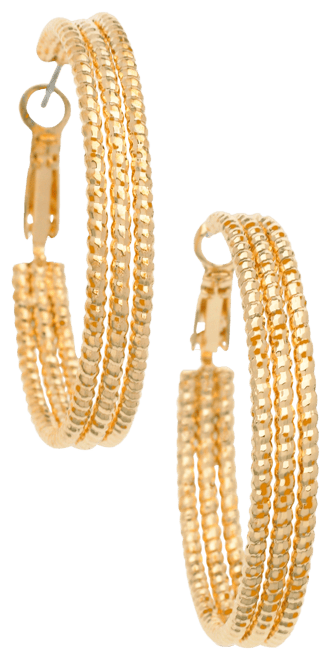 1 1/2" Textured Hoop Earrings