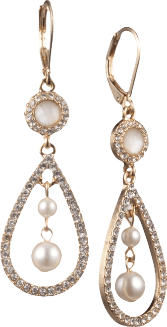 Gold-Tone Imitation Pearl Orbital Drop Earrings