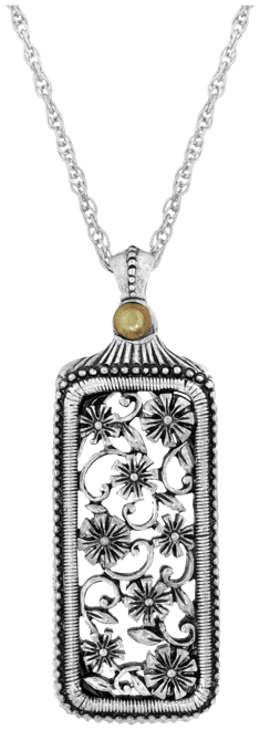 Women's Pewter Flower Filigree Mirror Necklace