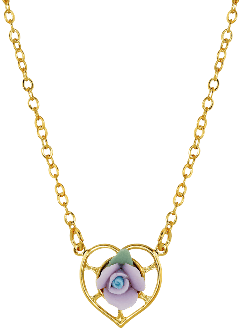 14K Gold-Dipped Porcelain Rose Heart Necklace
