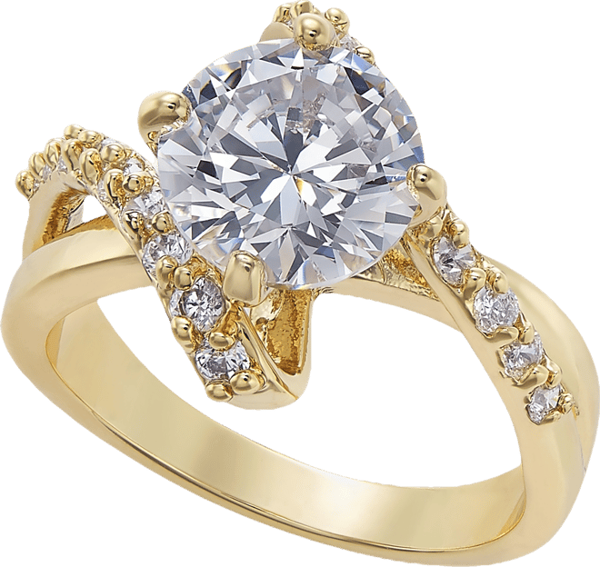 Gold Plate Crystal Bypass Ring, Created for Macy's