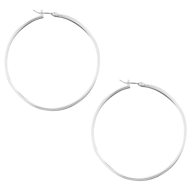 2" Silver-Tone Hoop Earrings