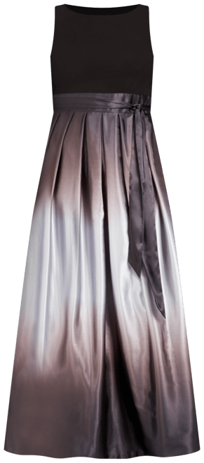 Ombre Satin Bow Sash Gown