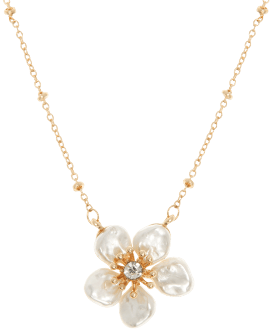 Gold-Tone Crystal Flower Pendant Necklace, 16" + 3" extender