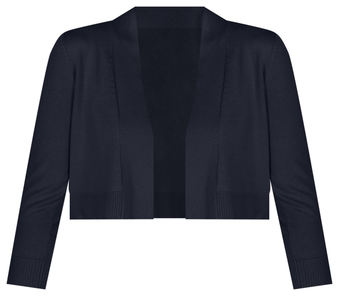 Women's Cropped Open-Front Three-Quarter Sleeve Cardigan