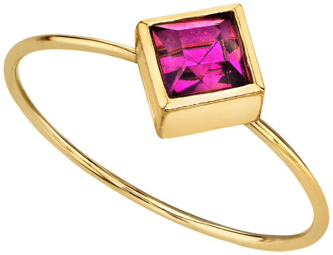 14K Gold-tone Diamond Shaped Crystal Ring