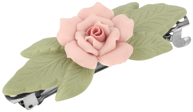 Women's Silver-Tone Genuine Porcelain French Hair Barrette