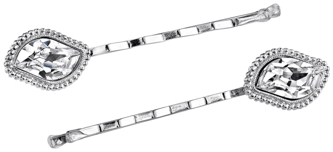 Women's Silver-Tone Crystal Bobby Pin Set, 2 Piece