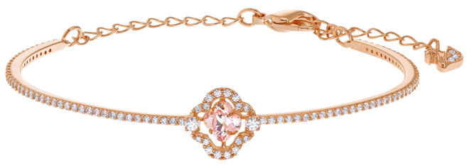 Rose Gold-Tone Crystal Clover Bangle Bracelet