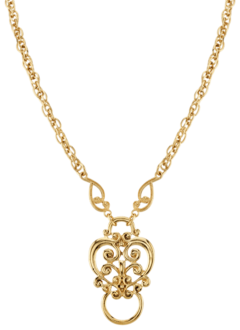 Gold-Tone Heart Eyeglass/Badge Holder 28"