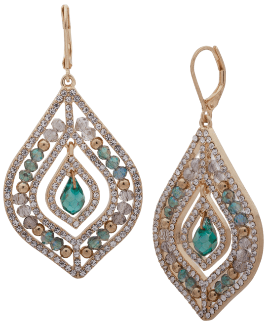 Pave & Stone Beaded Chandelier Earrings